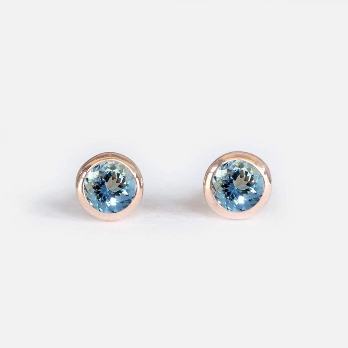 0.25 Carats 14k Solid Rose Gold Aquamarine Earrings - SOVATS