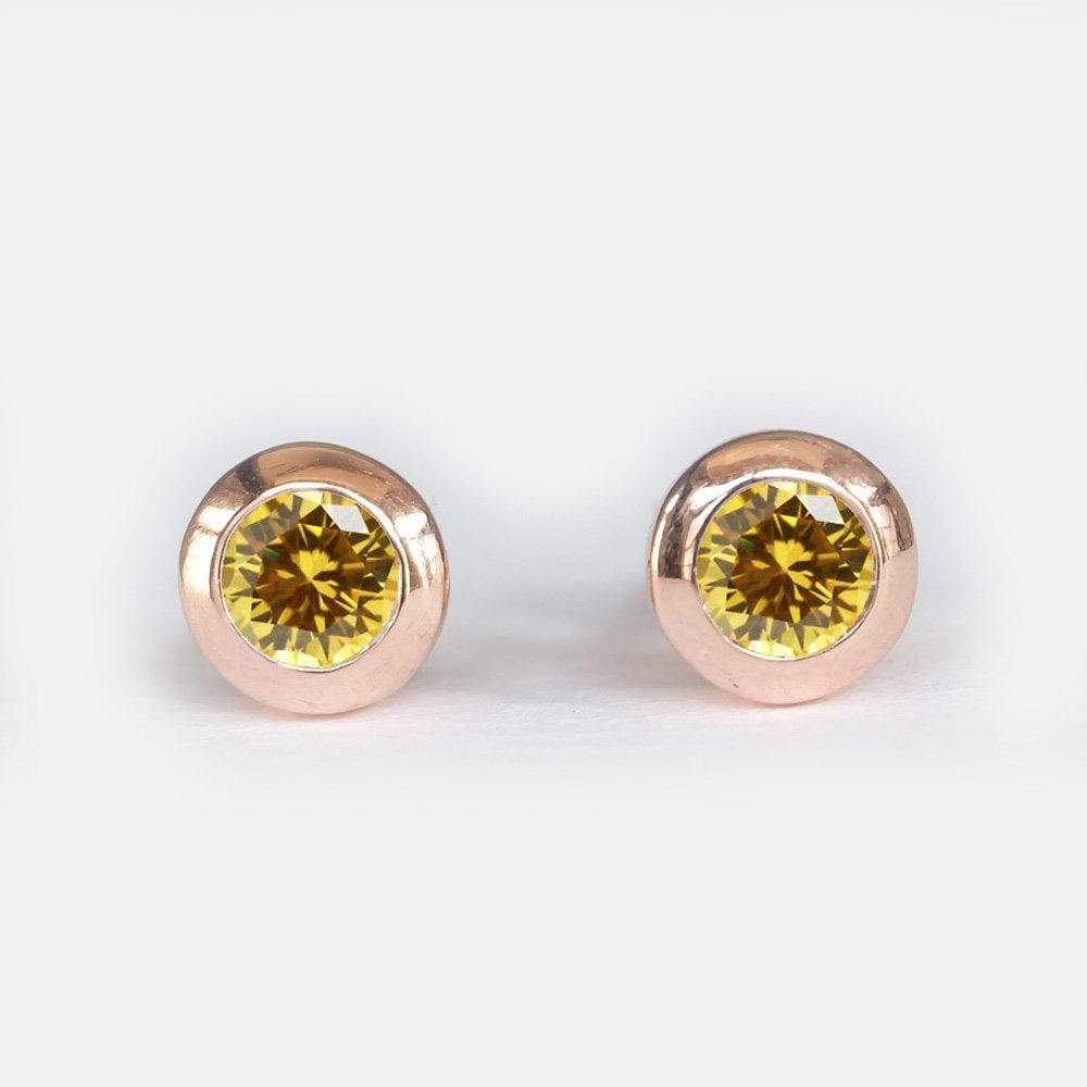0.70 Carats 14k Solid Rose Gold Yellow Sapphire Earrings - SOVATS