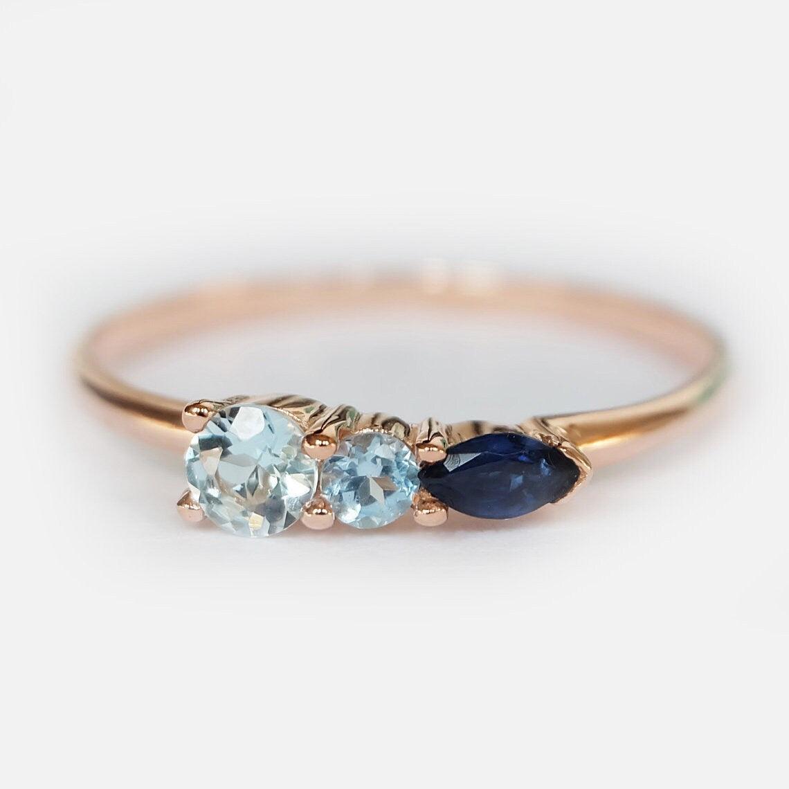 Aquamarine Topaz Sapphire Ring Chu - SOVATS