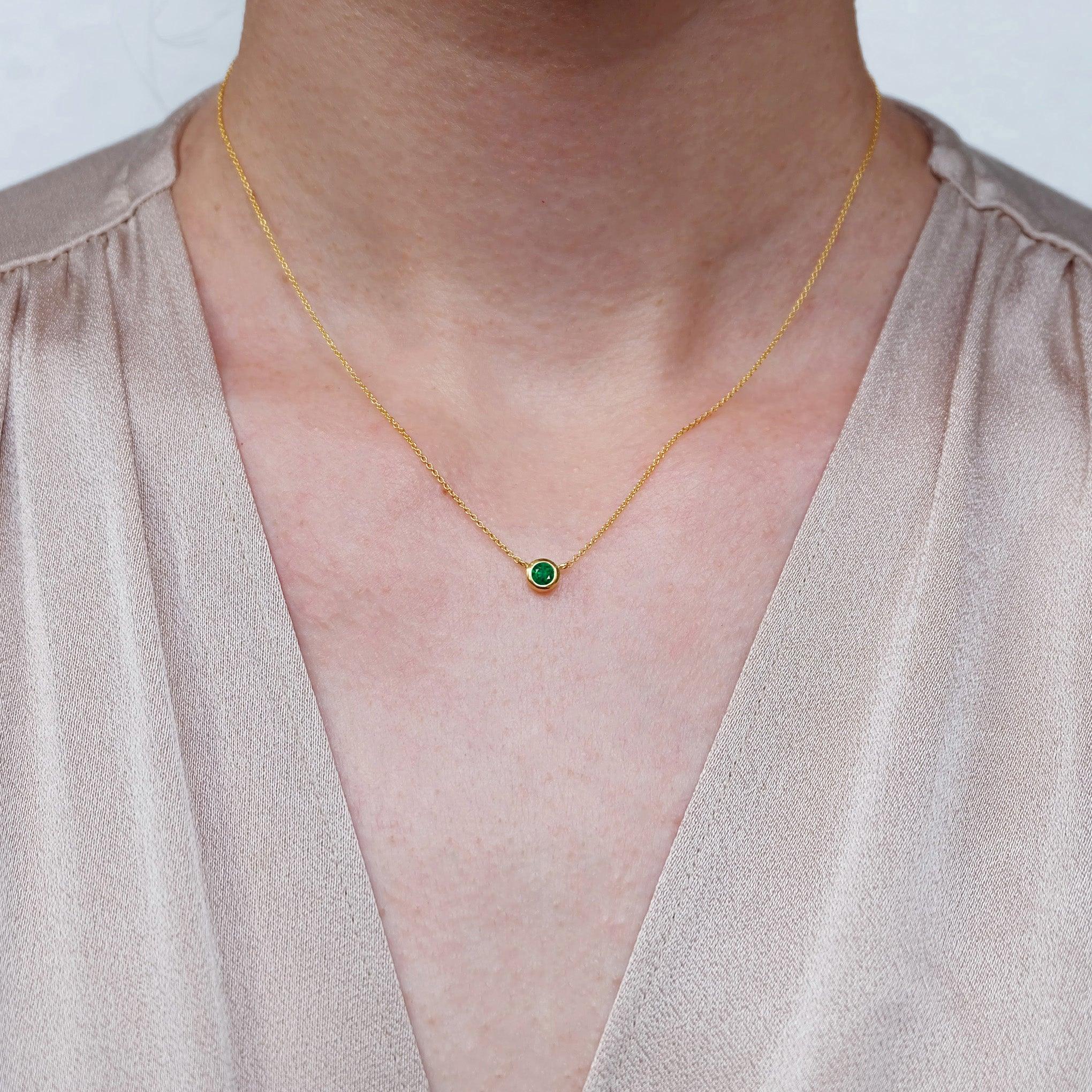 Emerald Solitaire Necklace Eldora - SOVATS