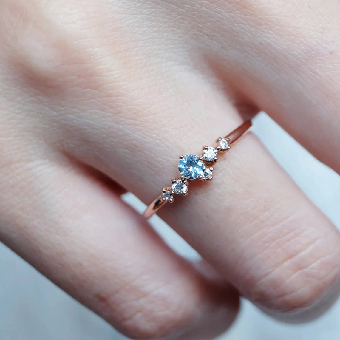 Aquamarine Diamond Ring Amiya - SOVATS