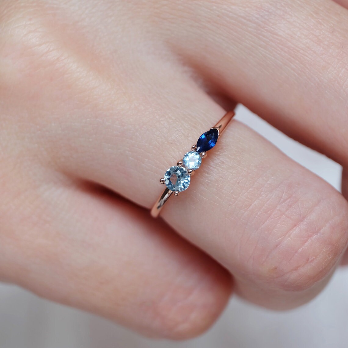 Aquamarine Topaz Sapphire Ring Chu - SOVATS