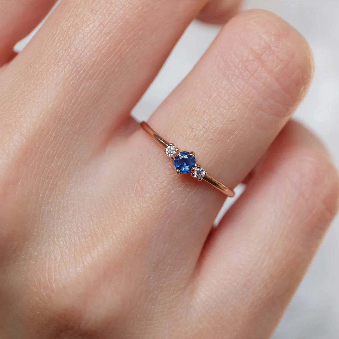 Tiny Blue Sapphire Ring Toki - SOVATS