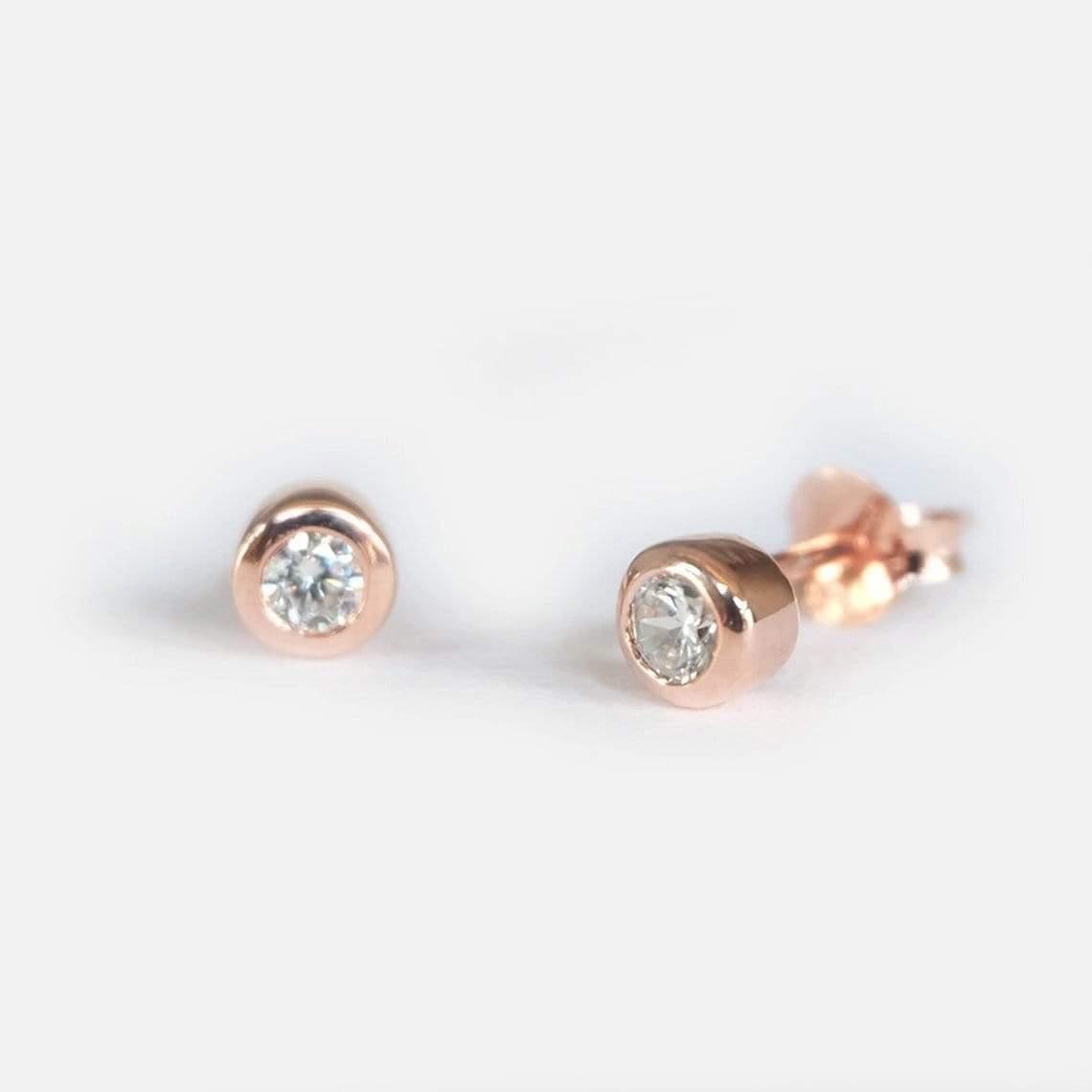 0.10 Carats 14k Solid Rose Gold Diamond Earrings - SOVATS