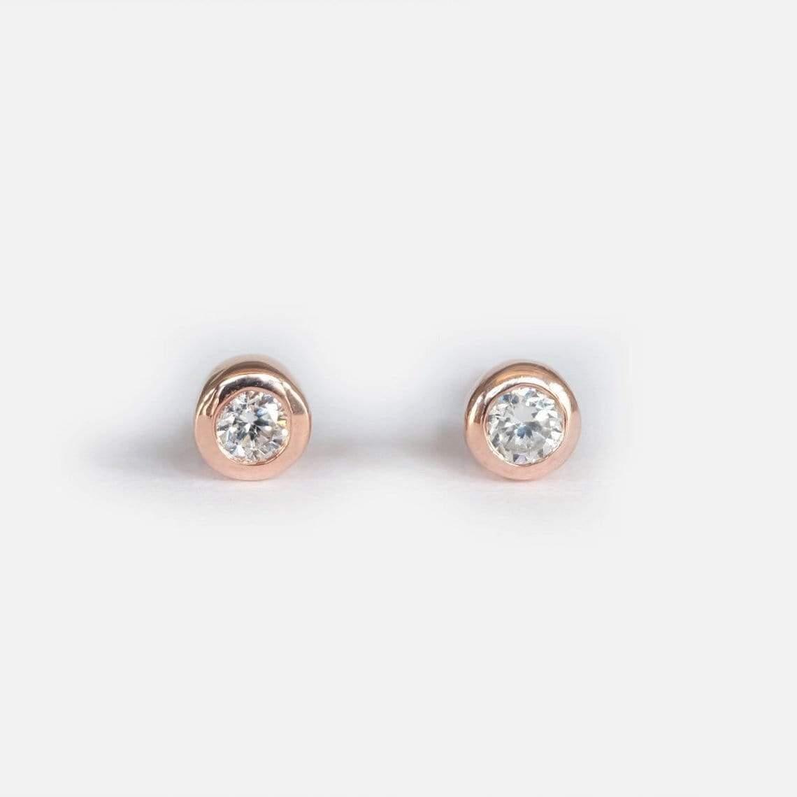 0.10 Carats 14k Solid Rose Gold Diamond Earrings - SOVATS