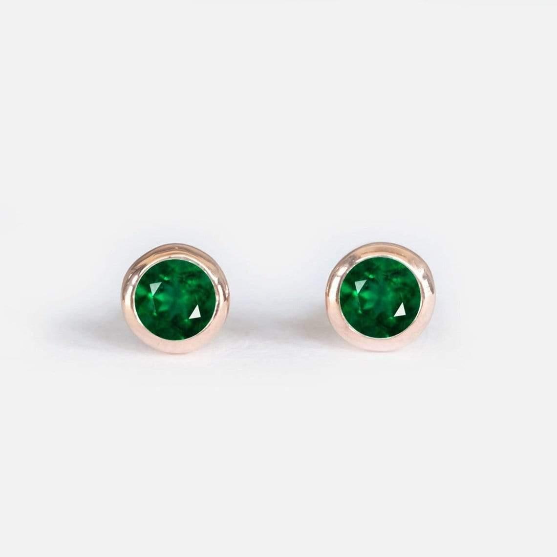 0.25 Carats 14k Solid Rose Gold Emerald Earrings - SOVATS