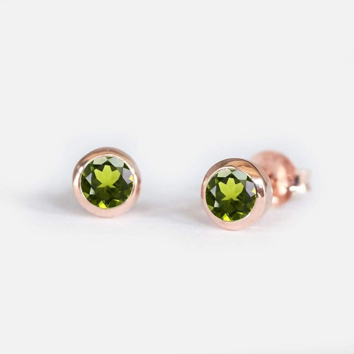 0.30 Carats 14k Solid Rose Gold Peridot Earrings - SOVATS