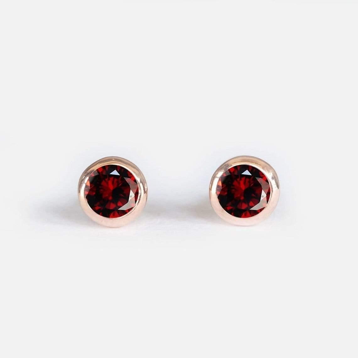 0.38 Carats 14k Solid Rose Gold Garnet Earrings - SOVATS