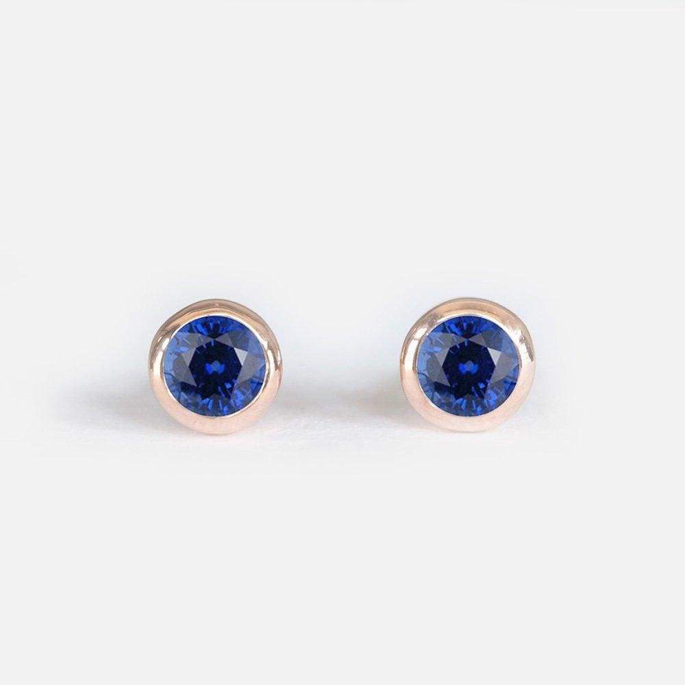 0.38 Carats 14k Solid Rose Gold Sapphire Earrings - SOVATS