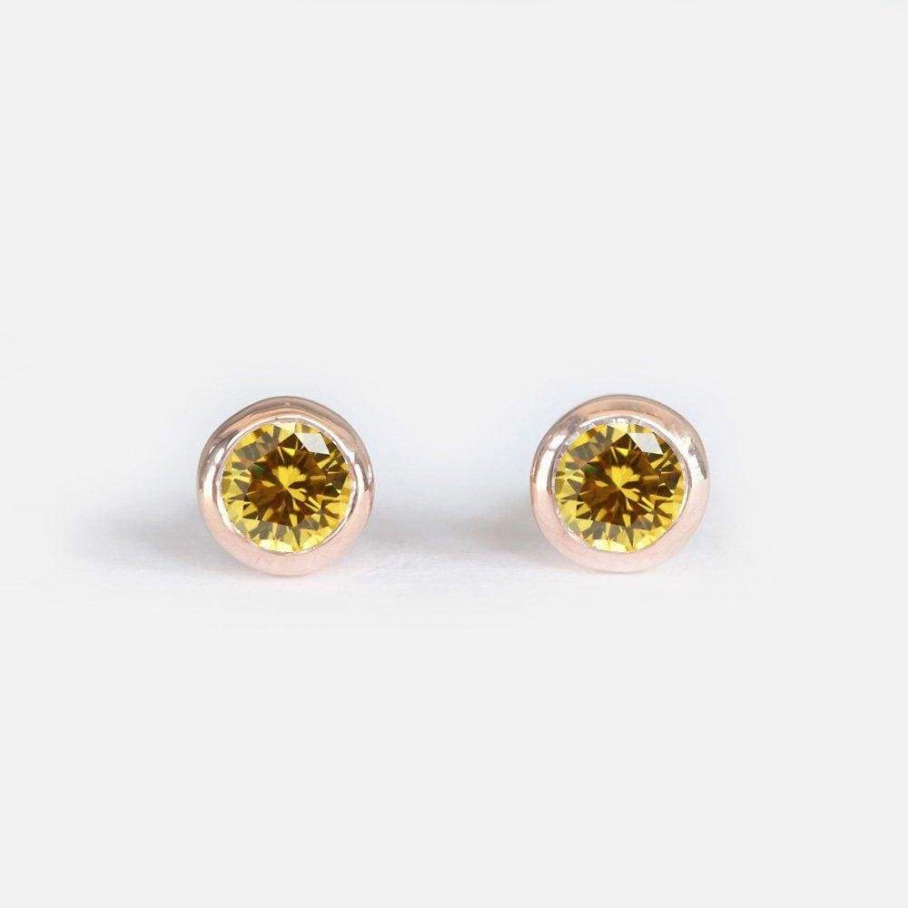 0.38 Carats 14k Solid Rose Gold Yellow Sapphire Earrings - SOVATS