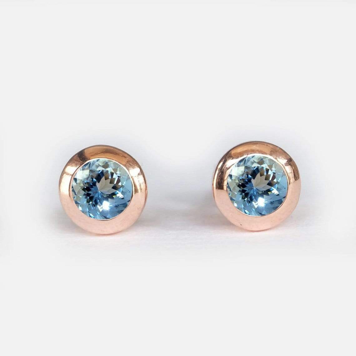 0.46 Carats 14k Solid Rose Gold Aquamarine Earrings - SOVATS