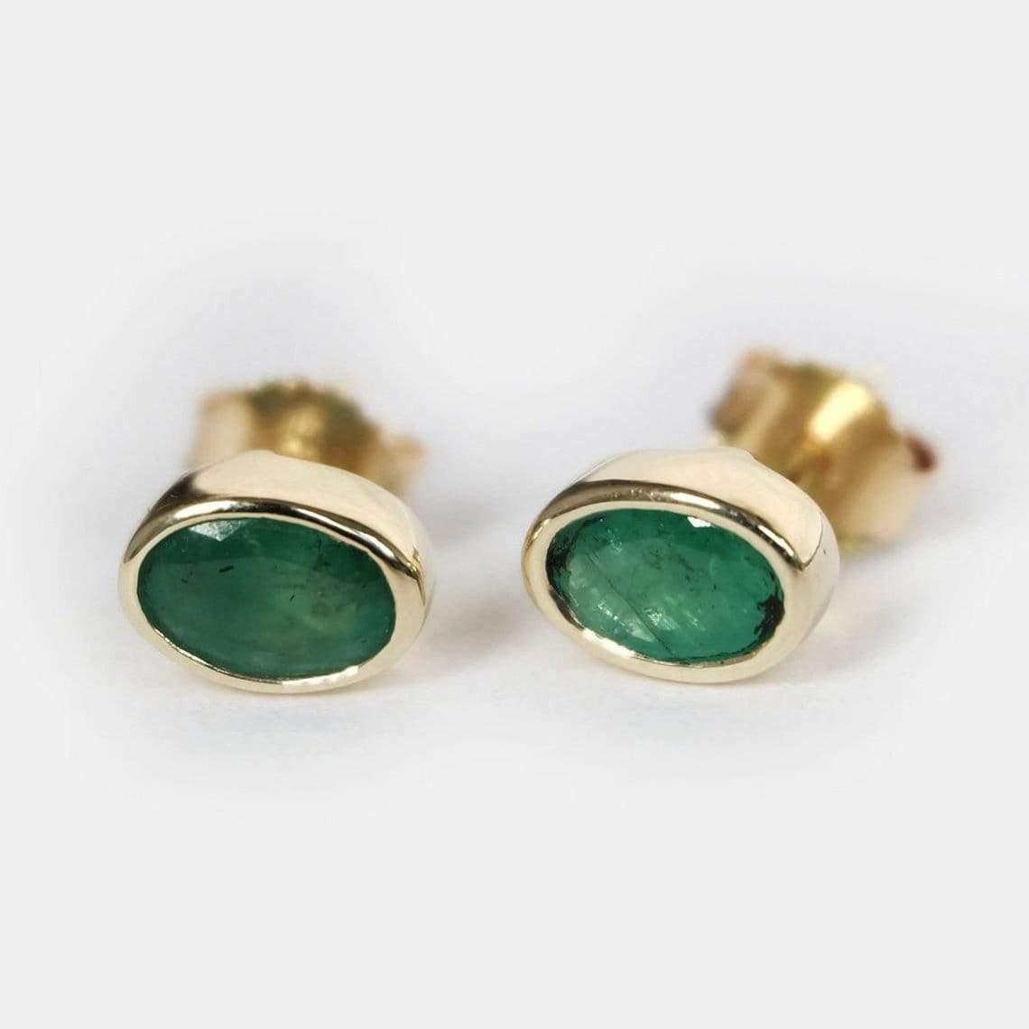 0.60 Carats 14k Solid Gold Emerald Earrings - SOVATS