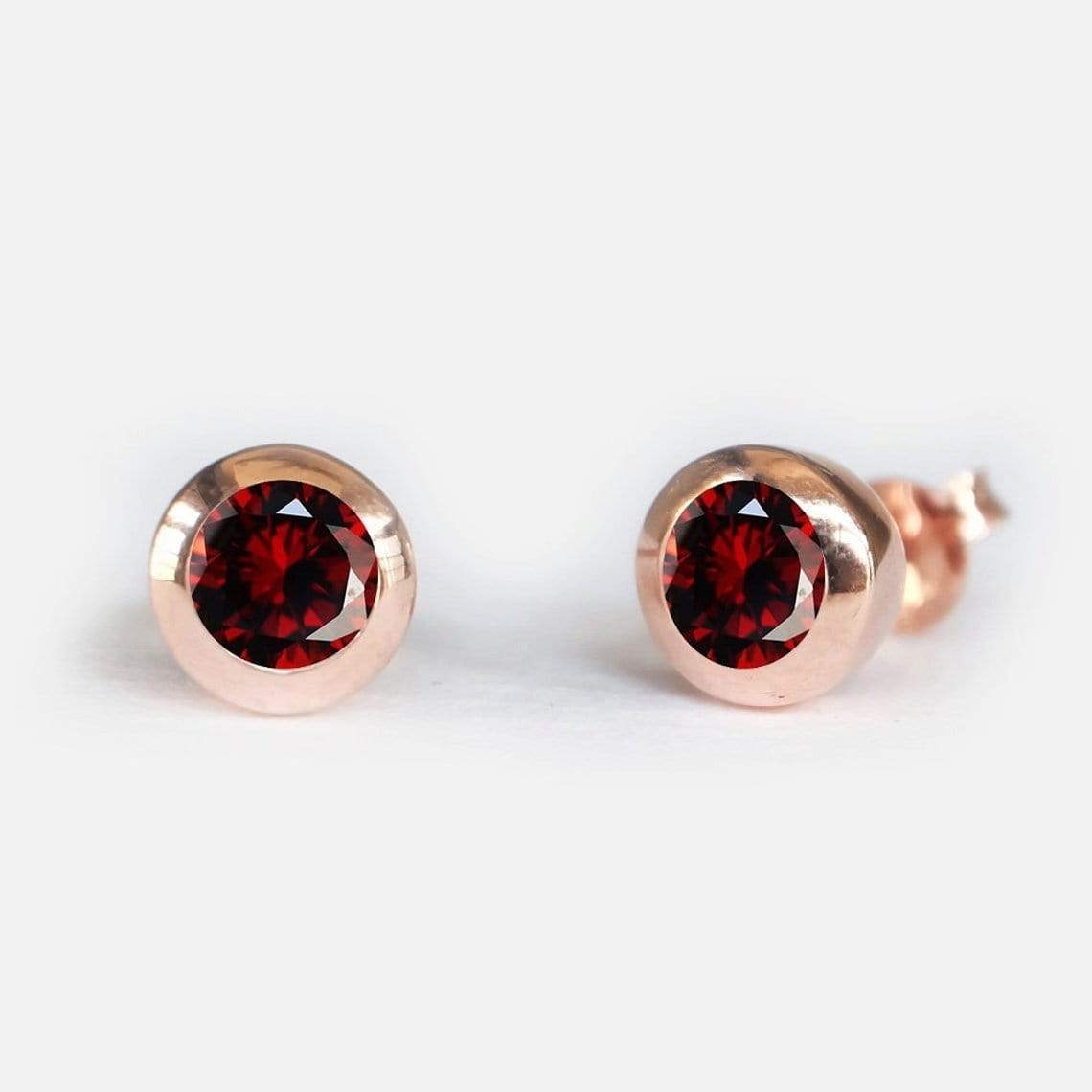 0.70 Carats 14k Solid Rose Gold Garnet Earrings - SOVATS