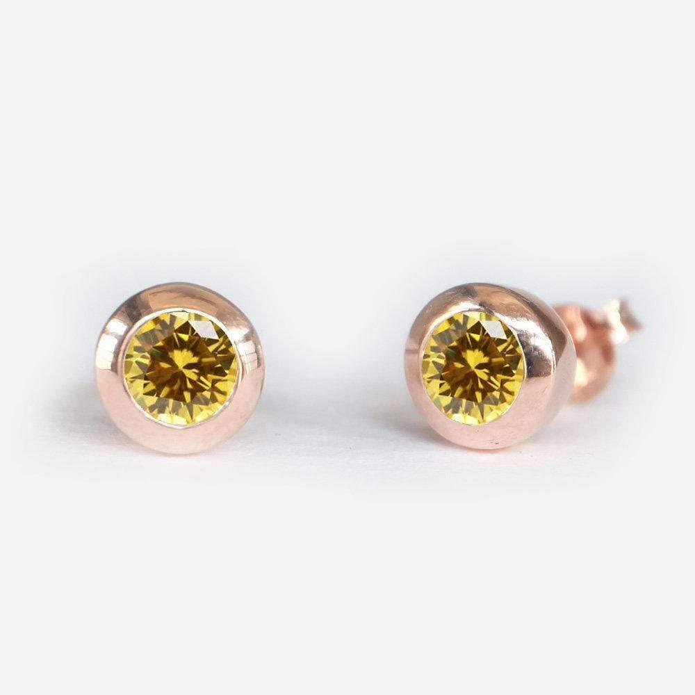 0.70 Carats 14k Solid Rose Gold Yellow Sapphire Earrings - SOVATS