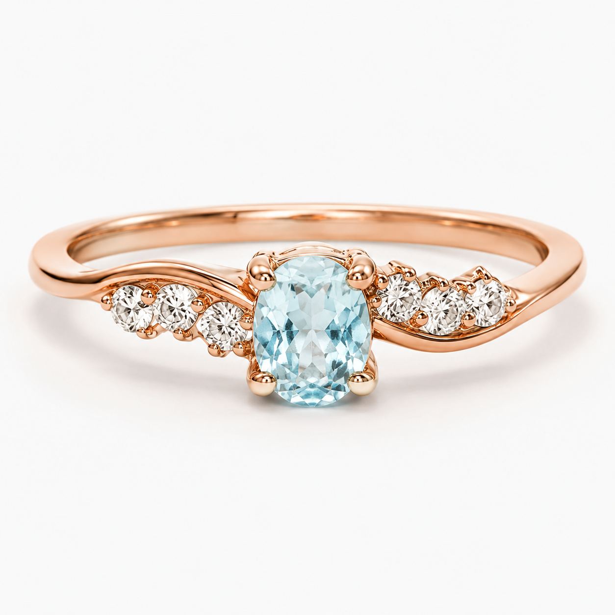 Aquamarine Diamond Gold Ring Avdotya