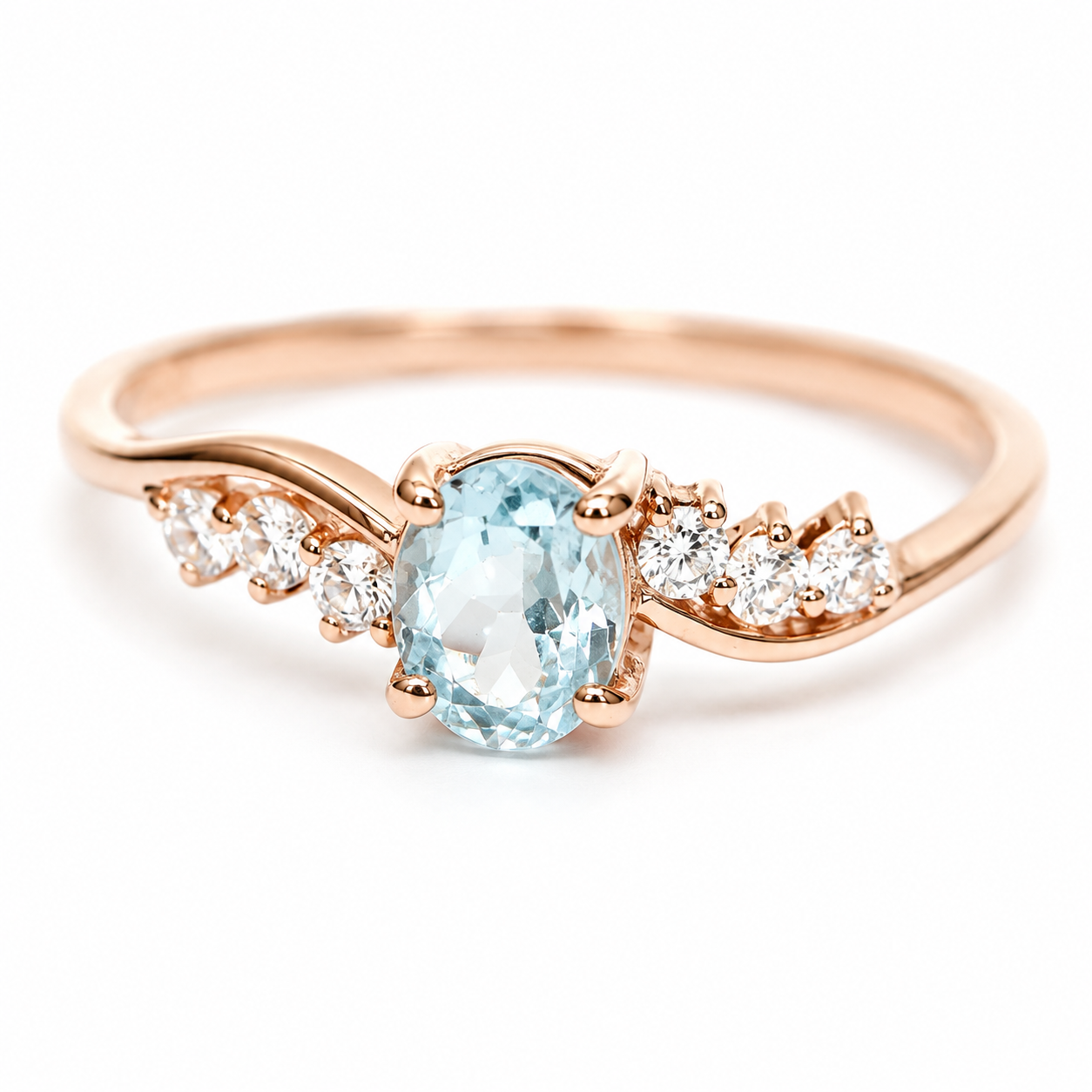 Aquamarine Diamond Gold Ring Avdotya