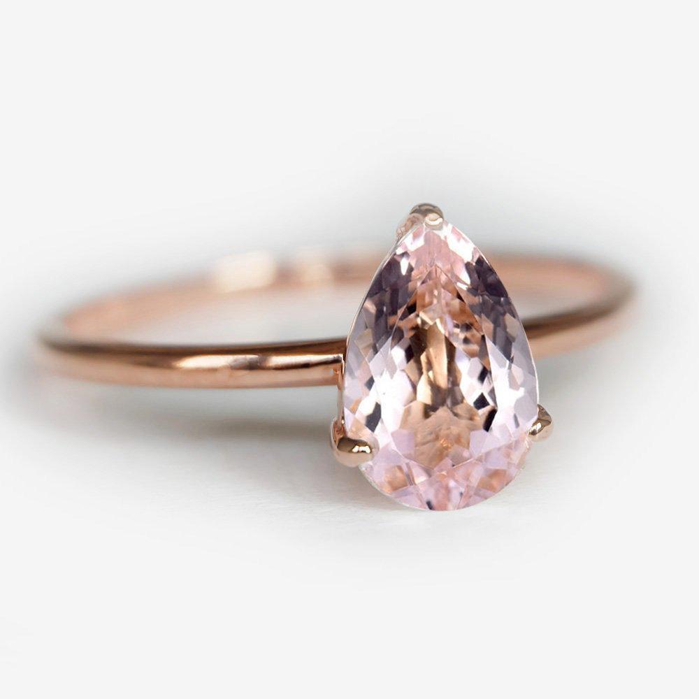 1.10 Carats 14k Solid Rose Gold Morganite Engagement Ring - SOVATS