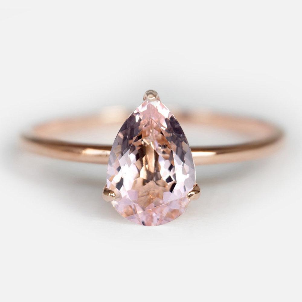 1.10 Carats 14k Solid Rose Gold Morganite Engagement Ring - SOVATS
