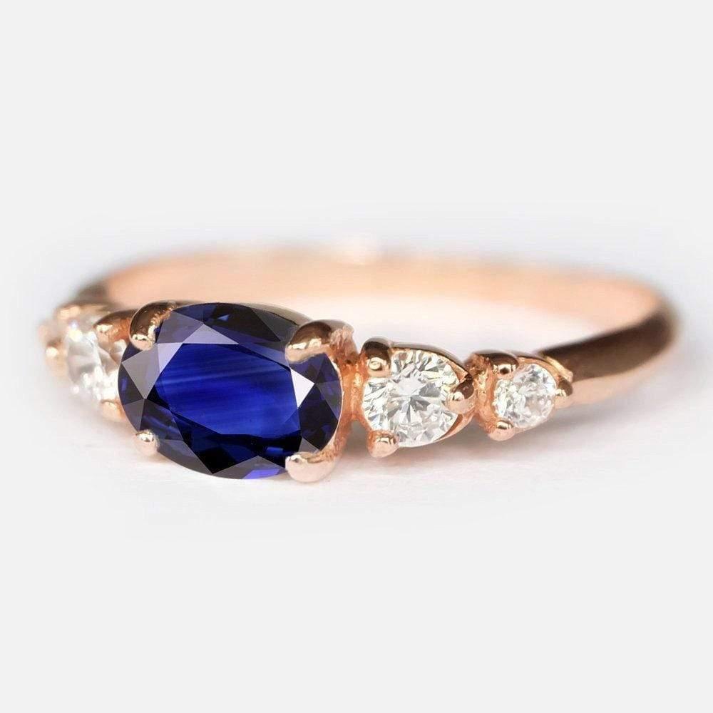 1.10 Carats 14k Solid Rose Gold Sapphire Engagement Ring - SOVATS