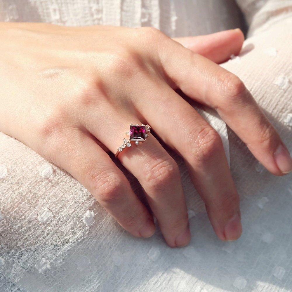 1.60 Carats 14k Solid Rose Gold Rhodolite Engagement Ring - SOVATS