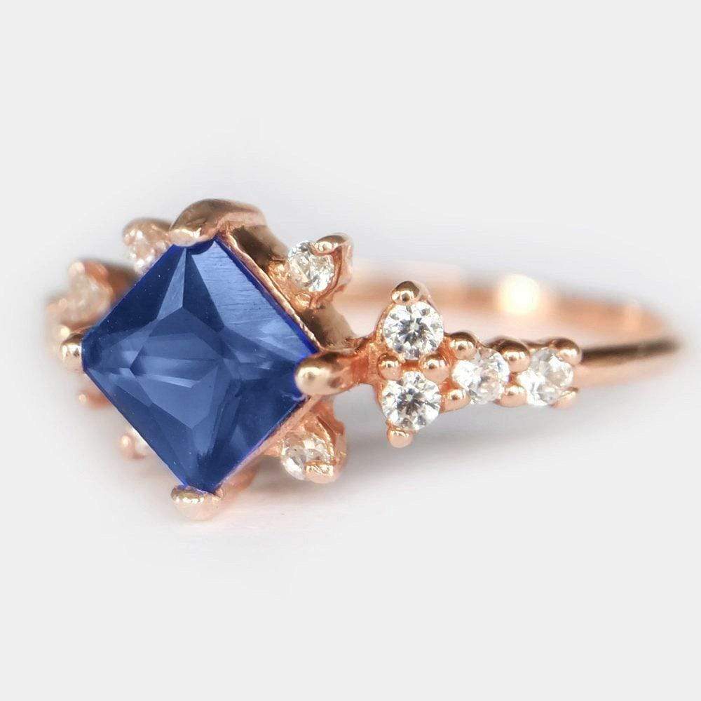 1.60 Carats 14k Solid Rose Gold Sapphire Engagement Ring - SOVATS