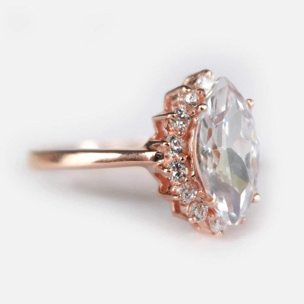 1.80 Carats 14k Solid Rose Gold White Topaz Engagement Ring - SOVATS