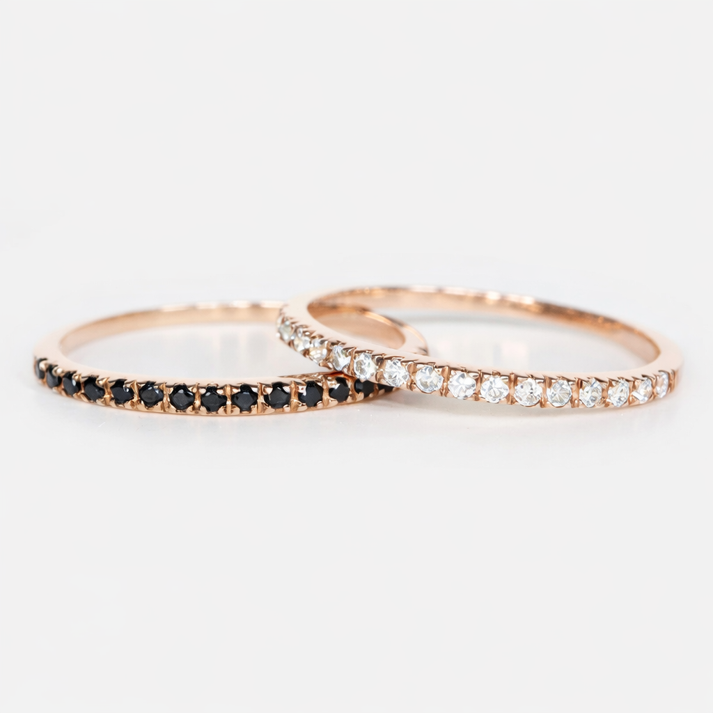 Black Diamond Half Eternity Gold  Ring Maryam