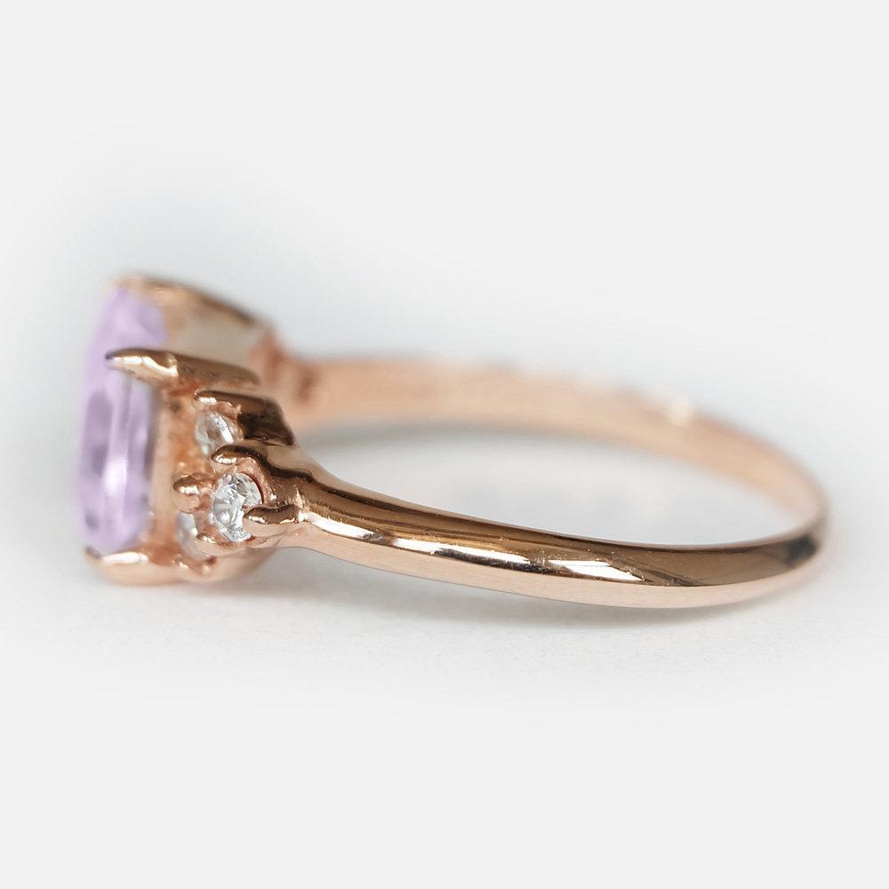 2.20 Carats 14k Solid Rose Gold Amethyst Engagement Ring - SOVATS