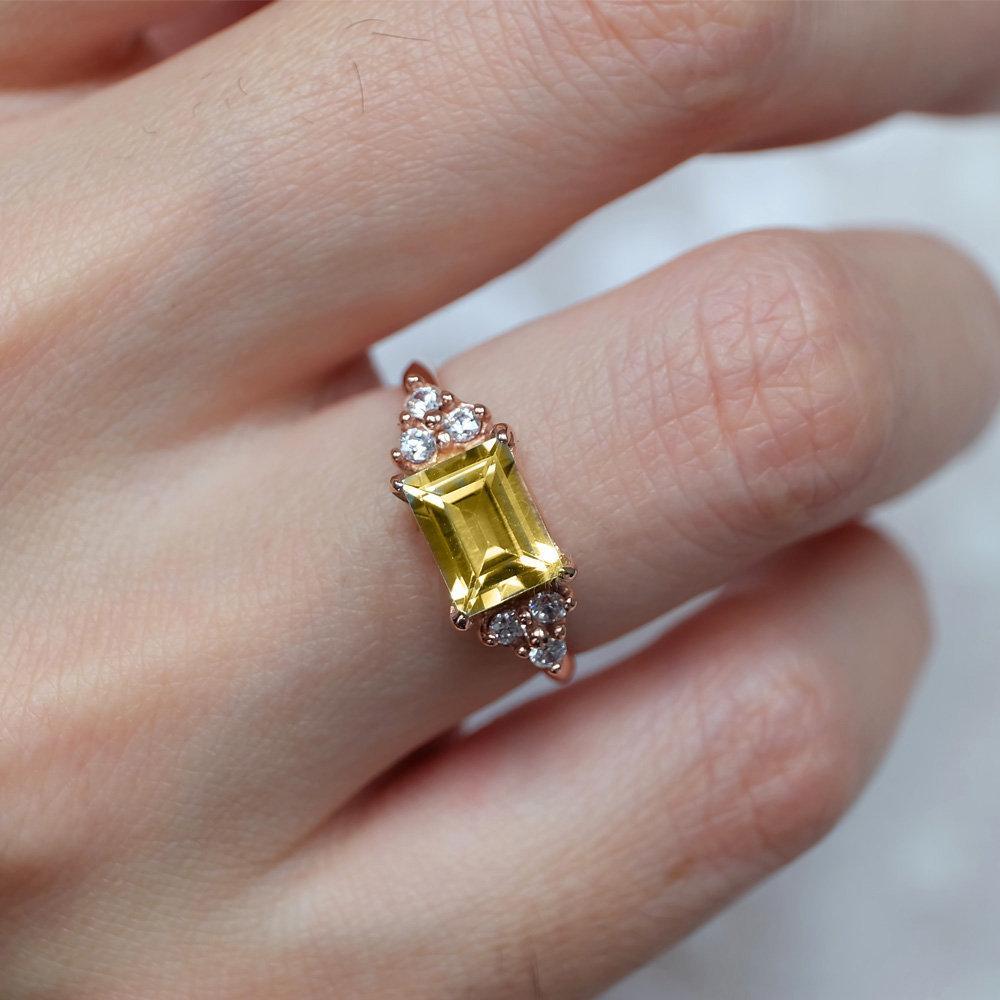 2.20 Carats 14k Solid Rose Gold Citrine Engagement Ring - SOVATS