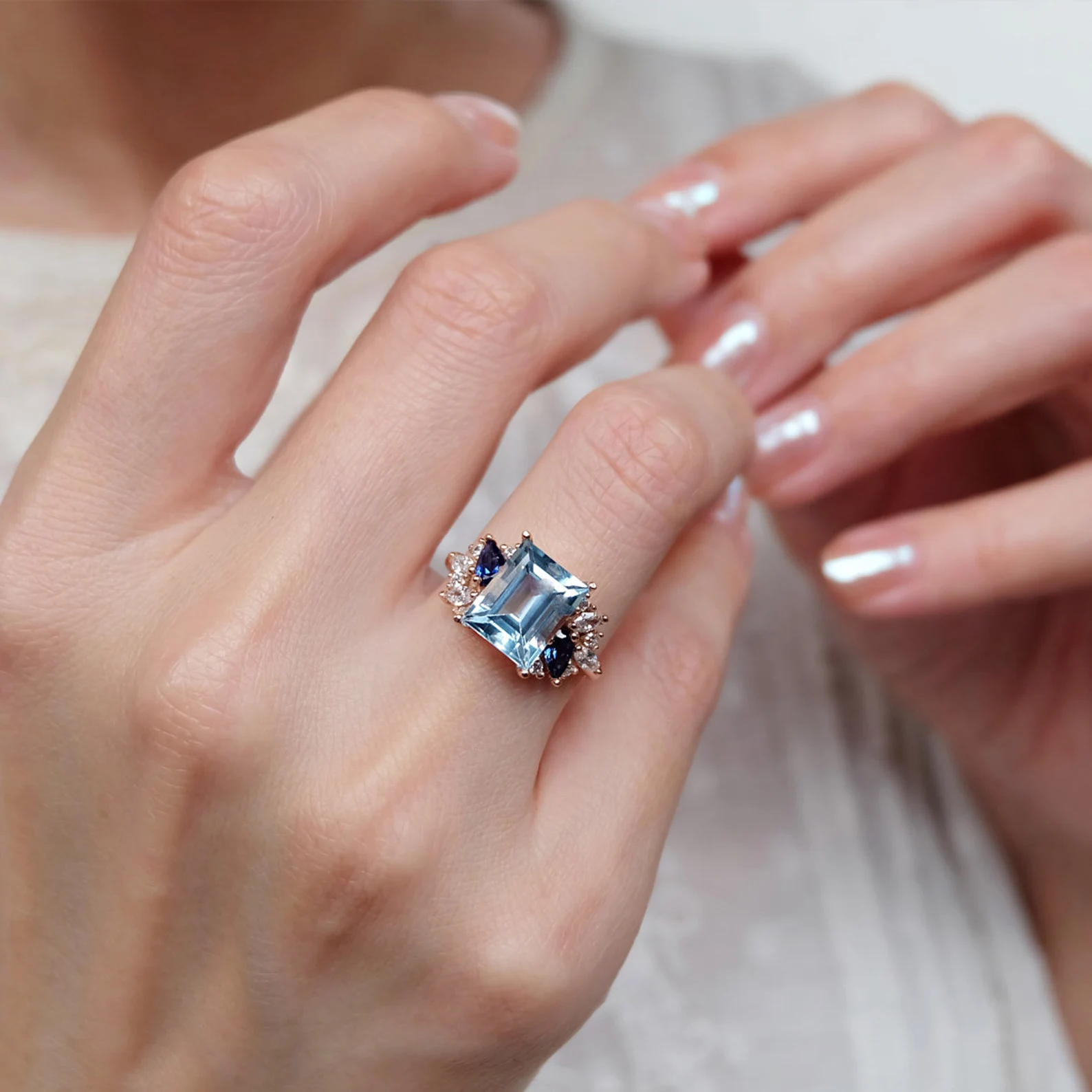 Blue Topaz Engagement Ring Caelia