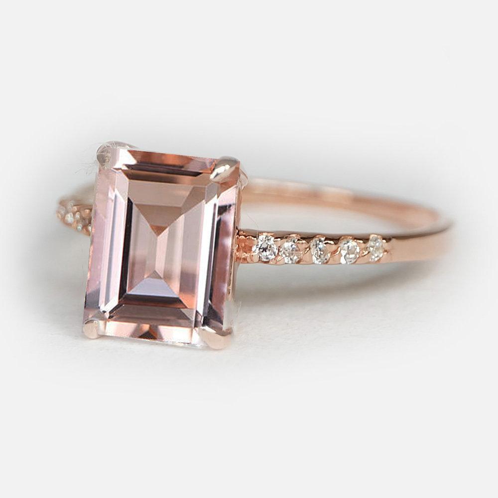 2.60 Carats 14k Solid Rose Gold Morganite Engagement Ring - SOVATS