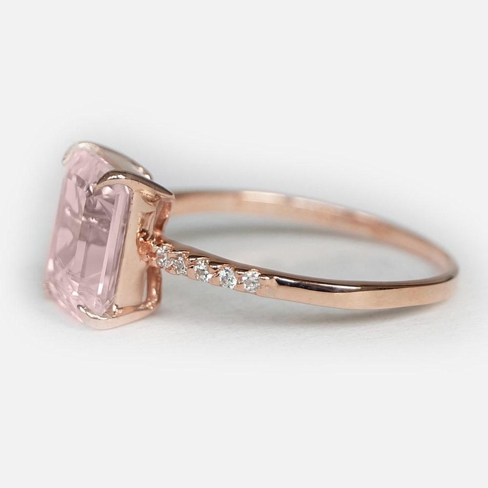 2.60 Carats 14k Solid Rose Gold Morganite Engagement Ring - SOVATS