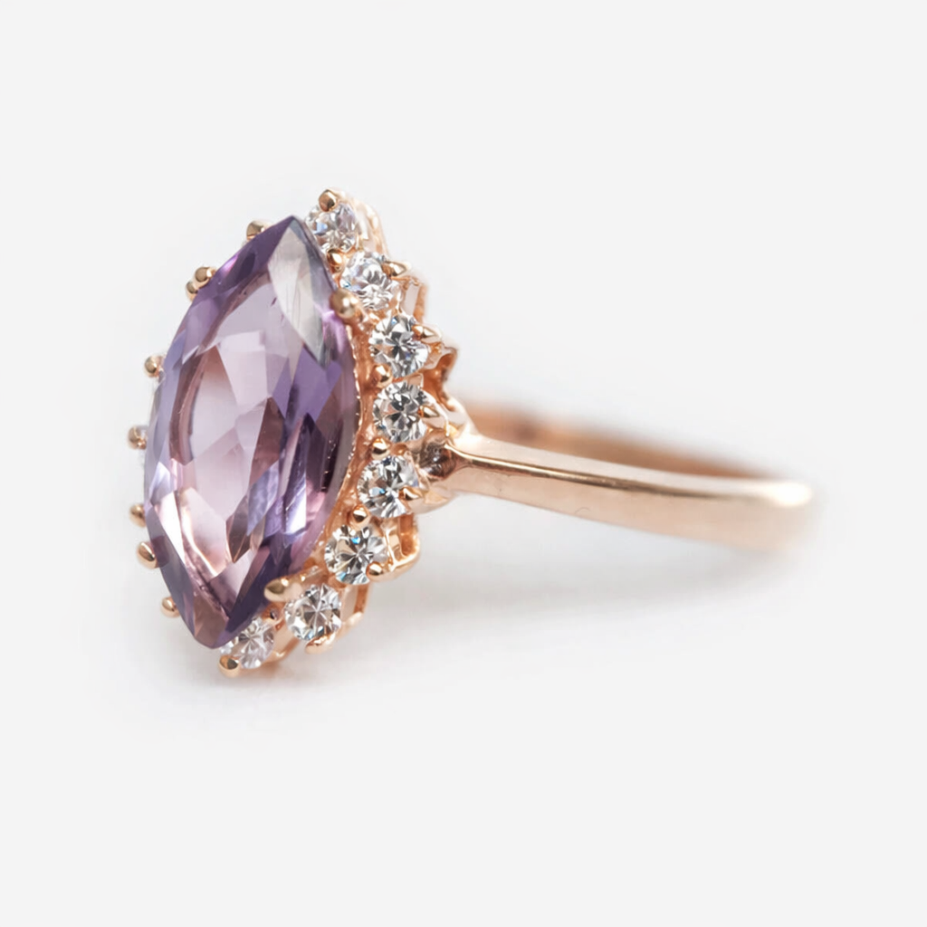 Amethyst Diamond Gold Ring Nafiri