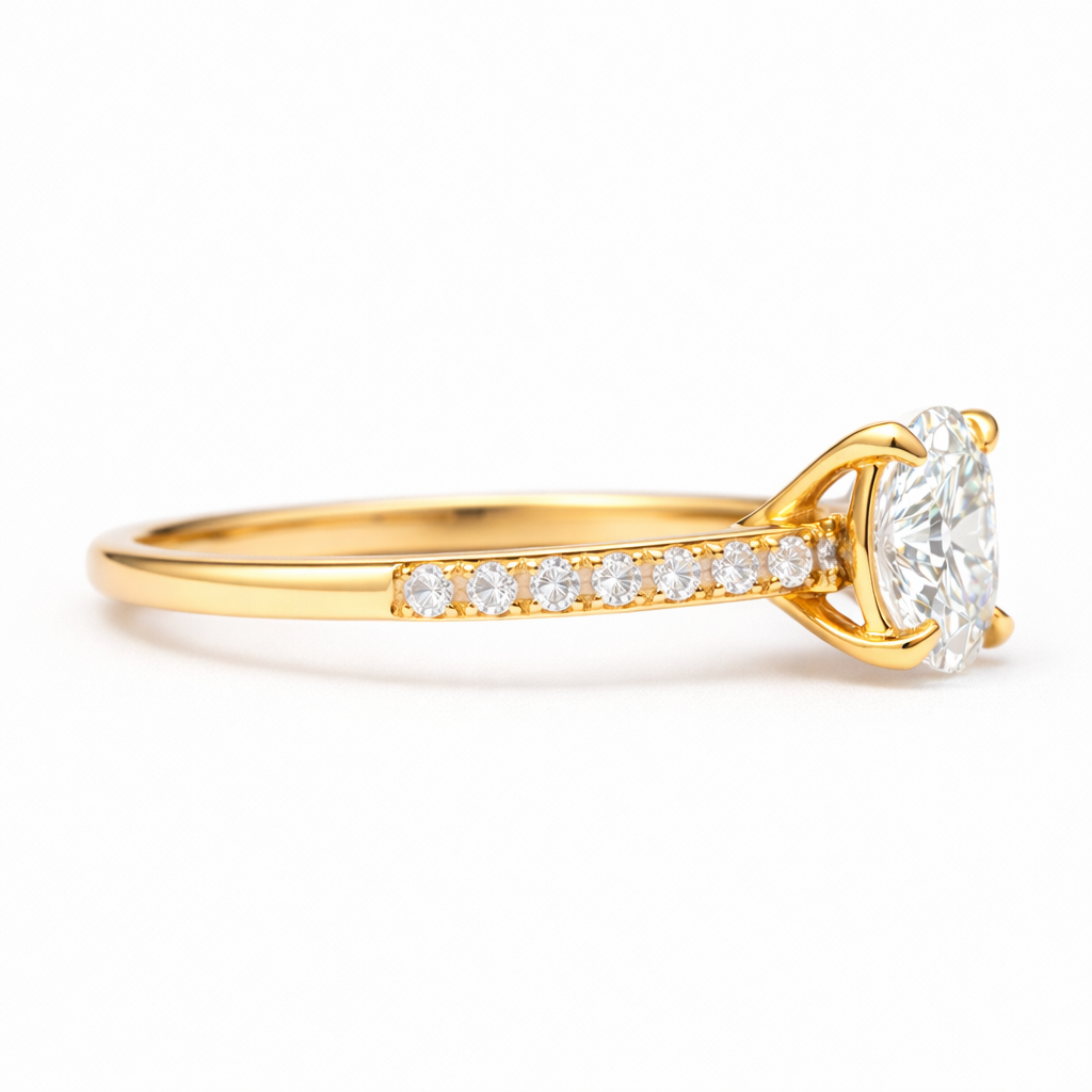 Moissanite Diamond Engagement Gold Ring Luna