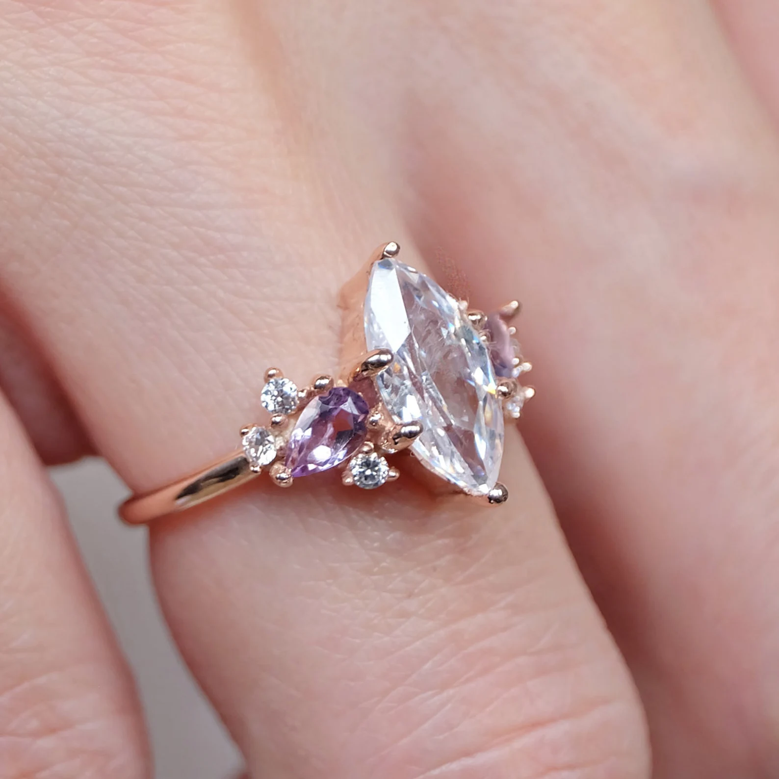 White Topaz Engagement Ring Leila