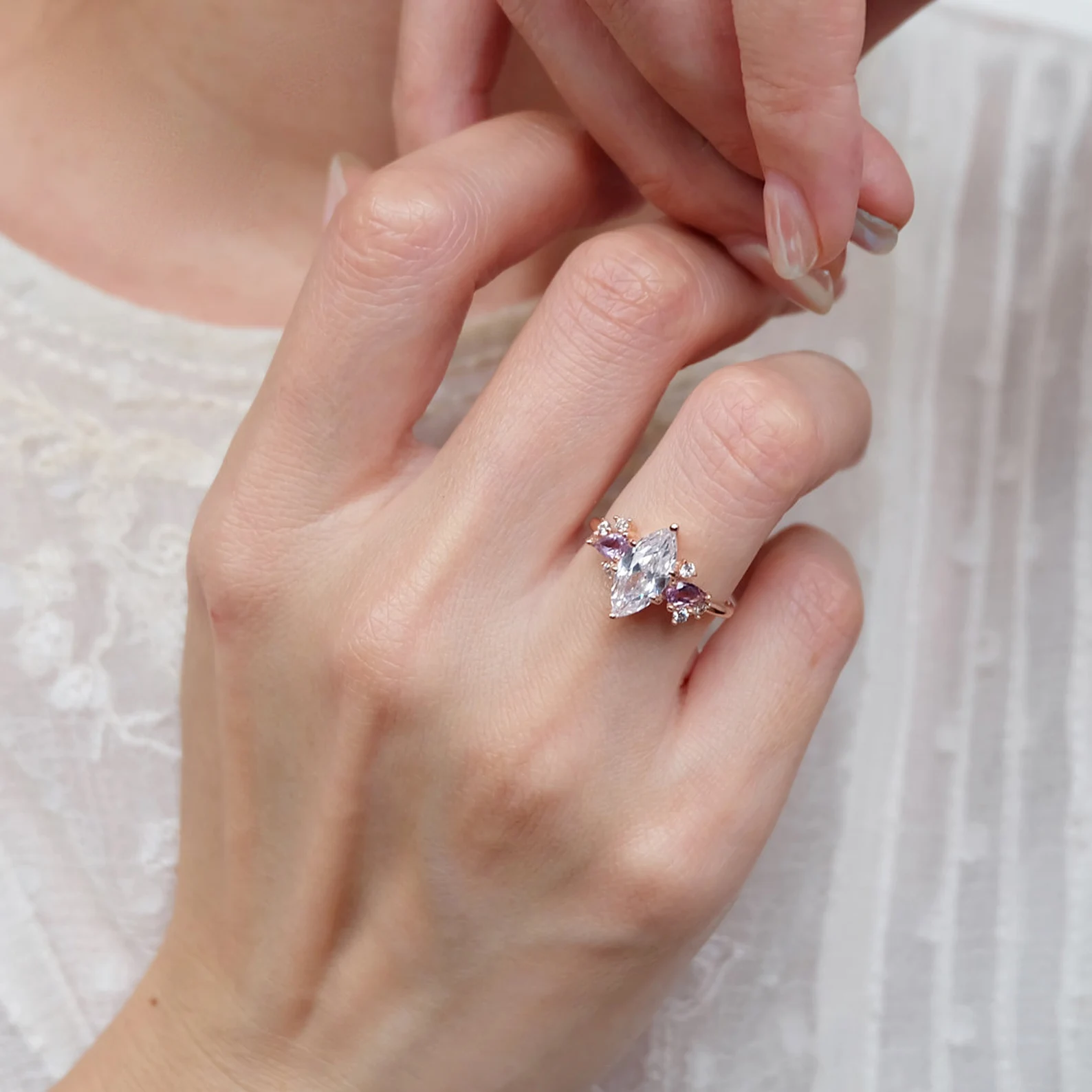 White Topaz Engagement Ring Leila