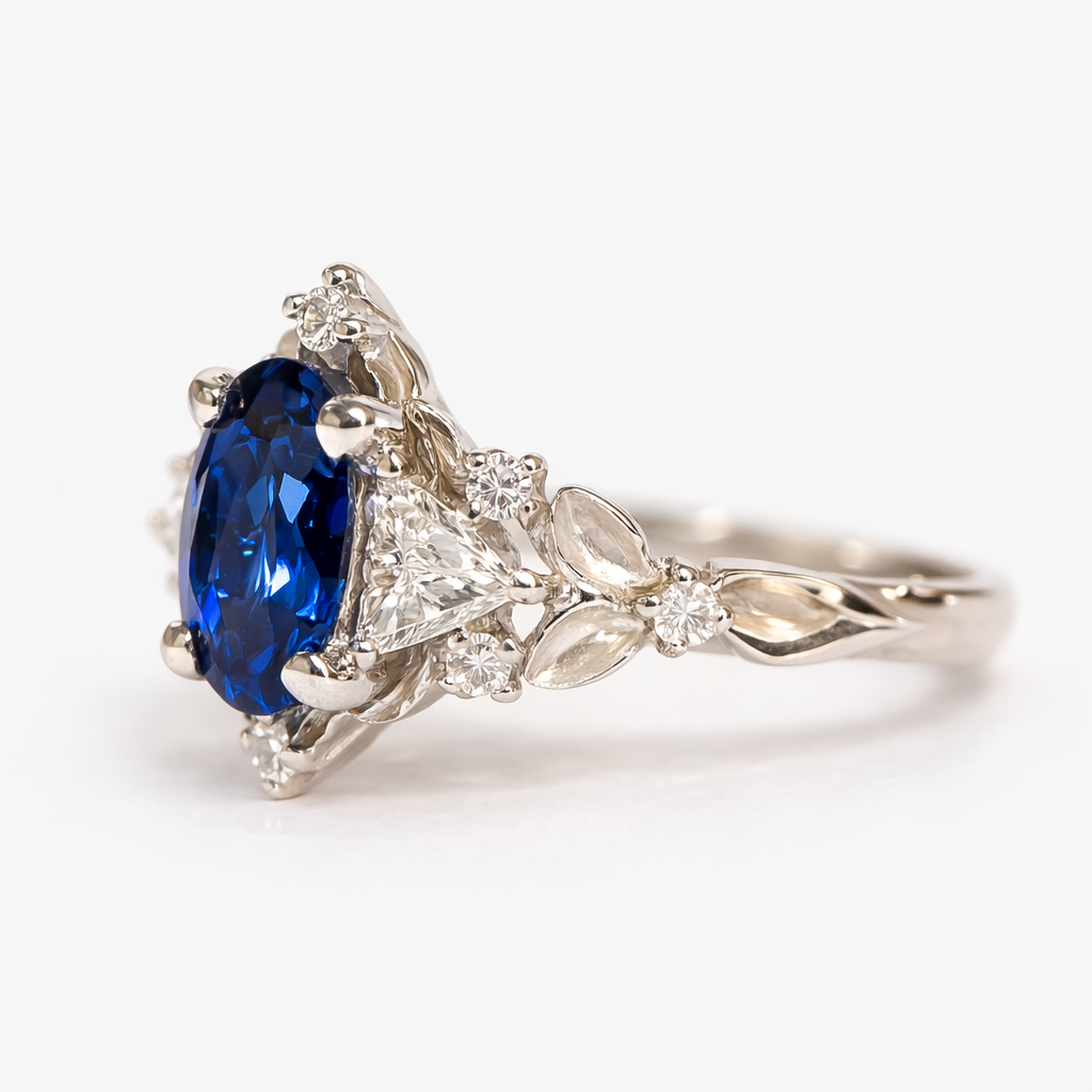 Sapphire Diamond Engagement Gold Ring Marcia