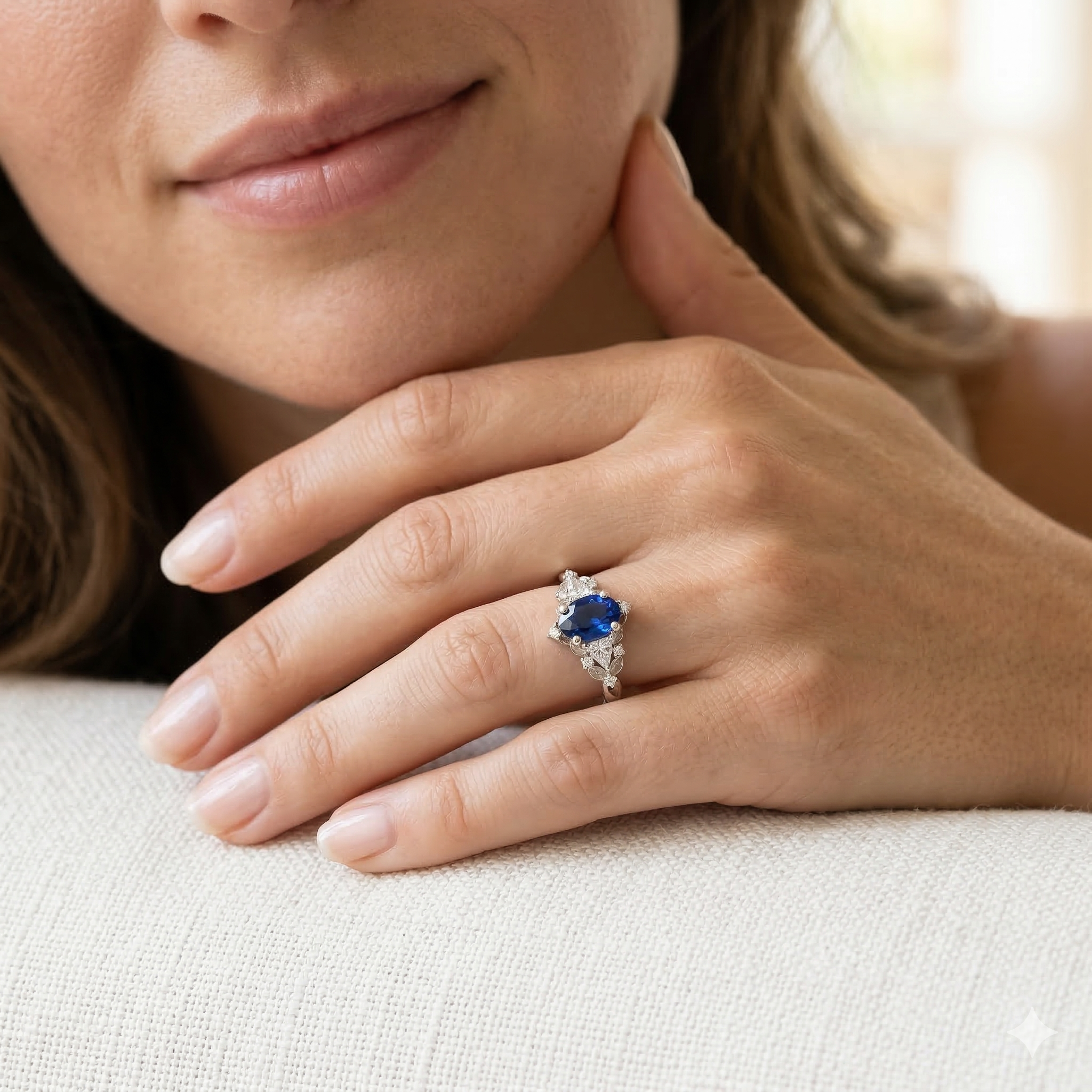 Sapphire Diamond Engagement Gold Ring Marcia