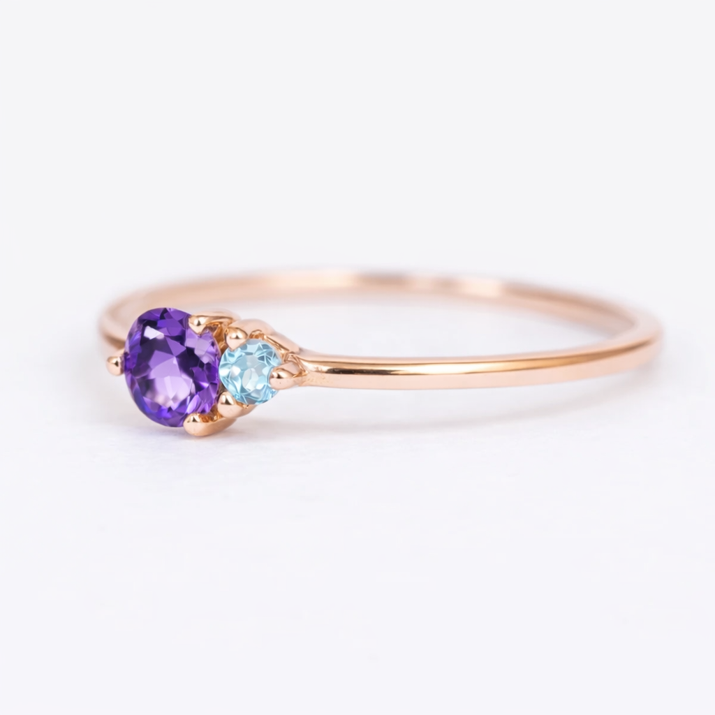Amethyst Aquamarine Gold Ring Twila