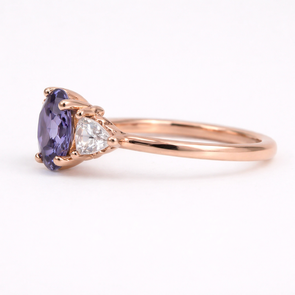 Alexandrite Diamond Engagement Gold Ring Emi