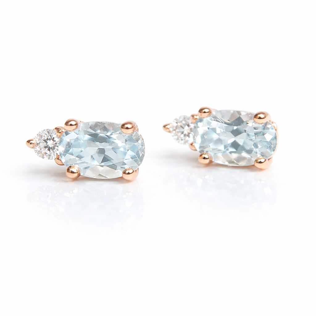 Aquamarine Diamond Gold Earrings Sima