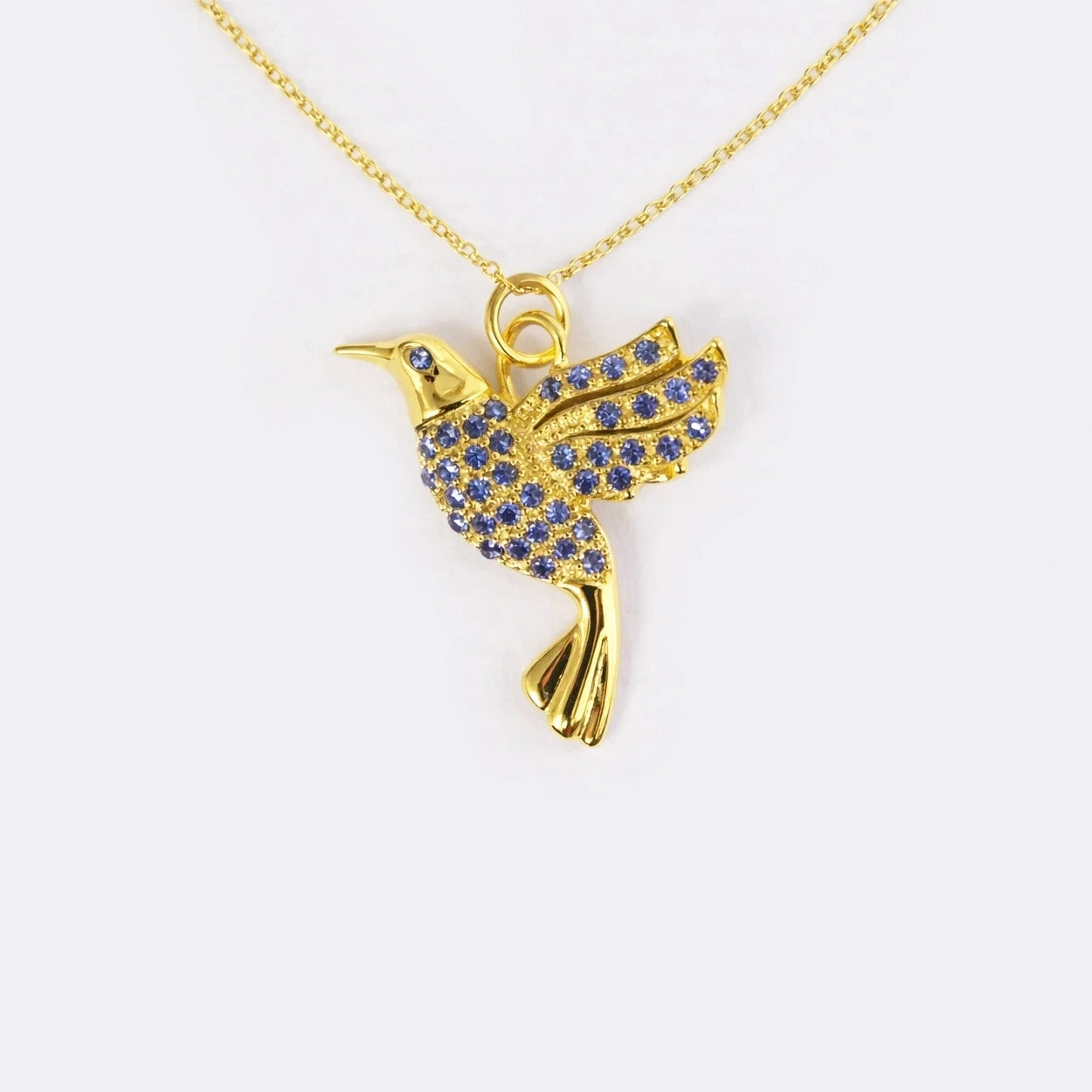 Bird Sappphire Gold Charm Tullia