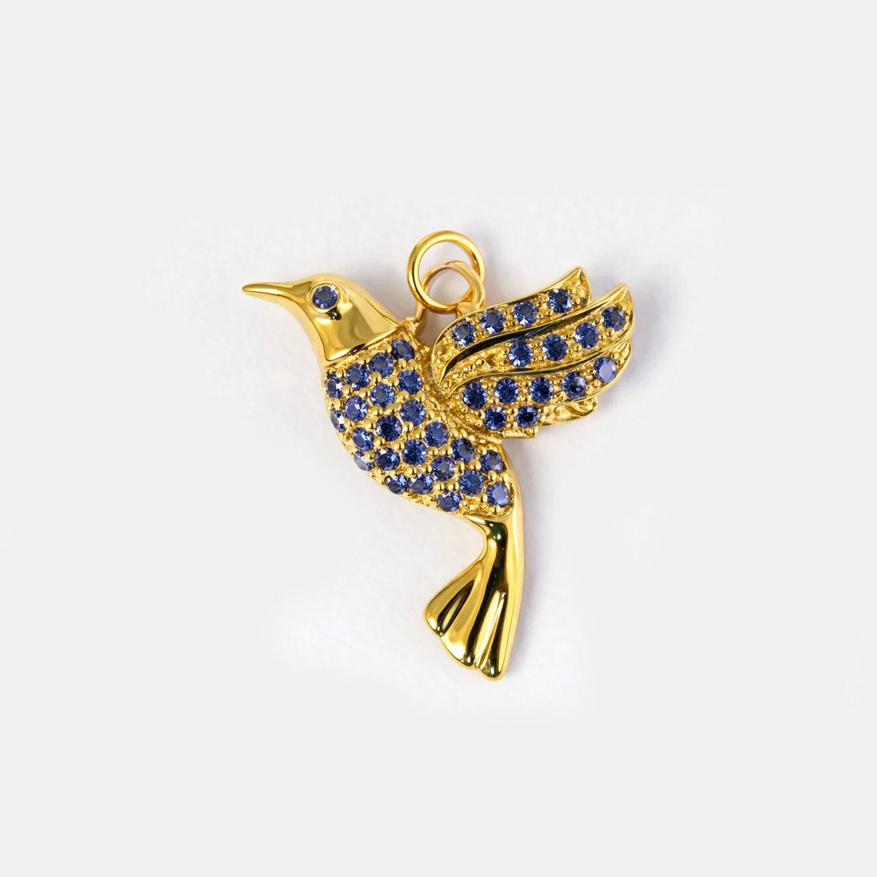 Bird Sappphire Gold Charm Tullia