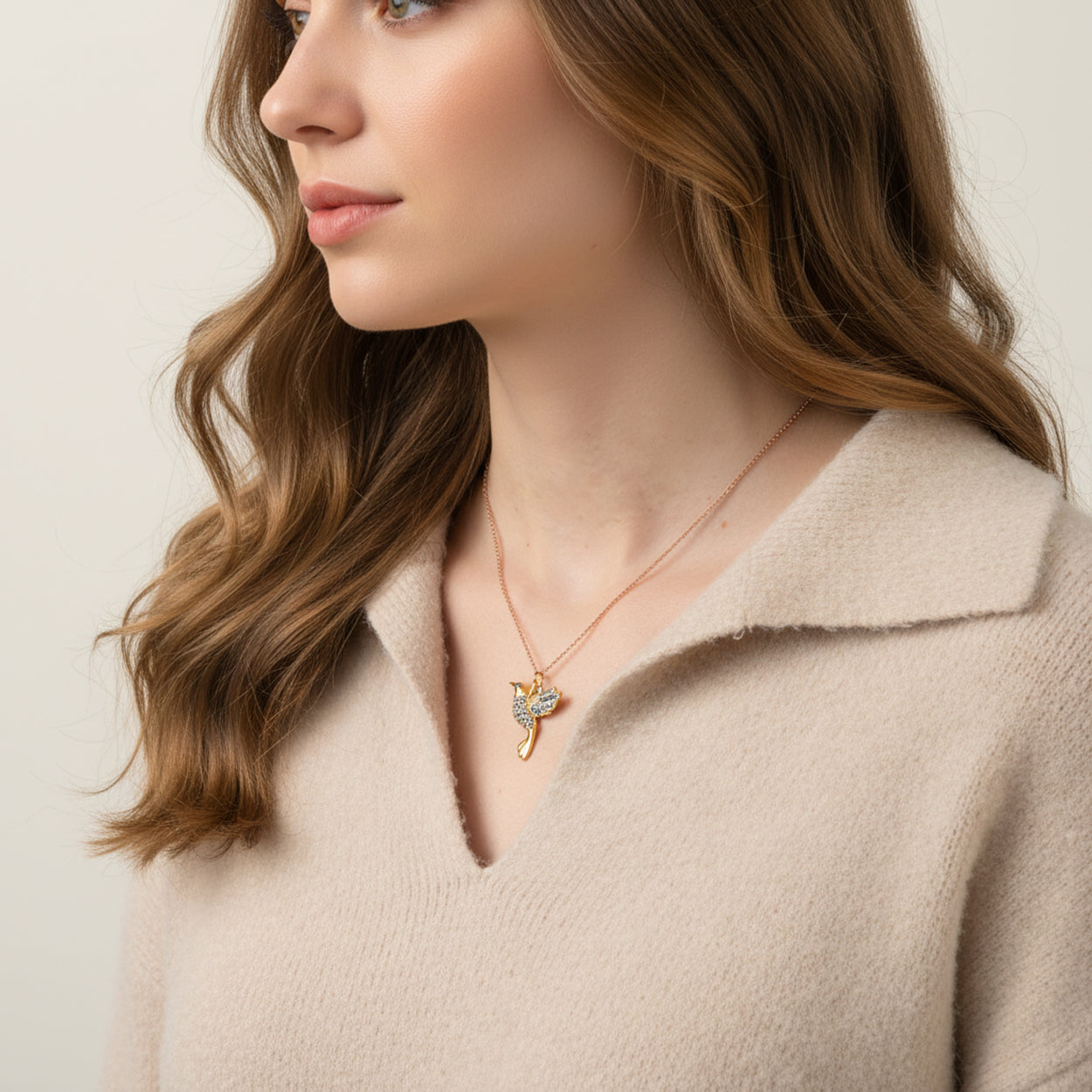 Bird Sappphire Gold Charm Tullia