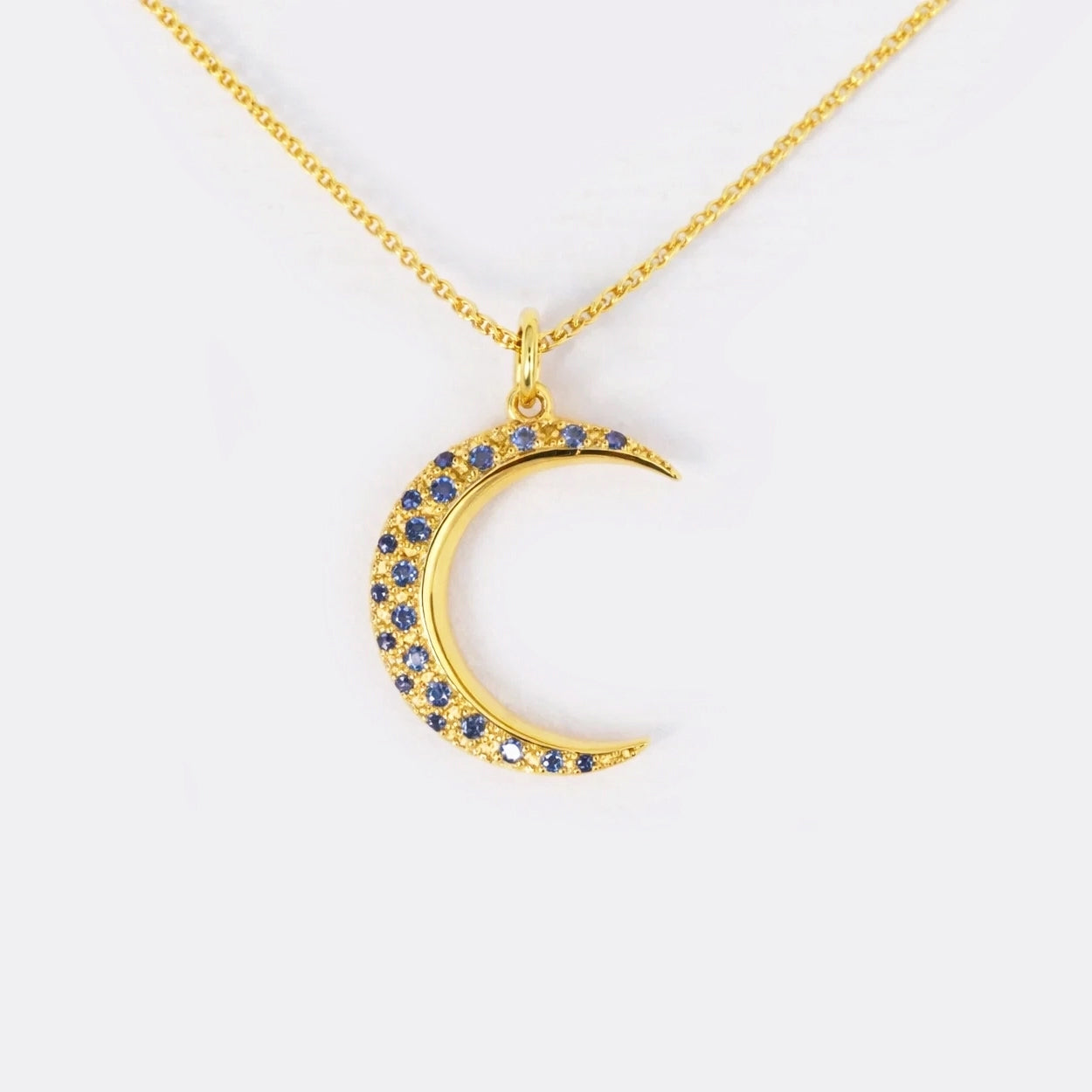 Crescent Moon Sapphire Gold Charm Amata