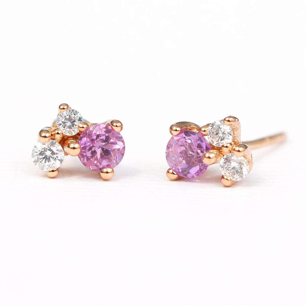 Amethyst Diamond Gold Earrings Olivia