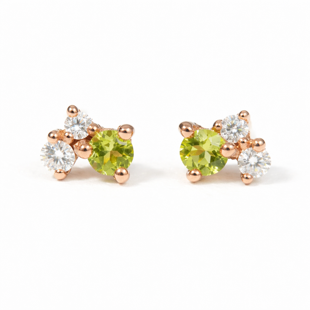 Peridot Diamond Gold Earrings Olivia