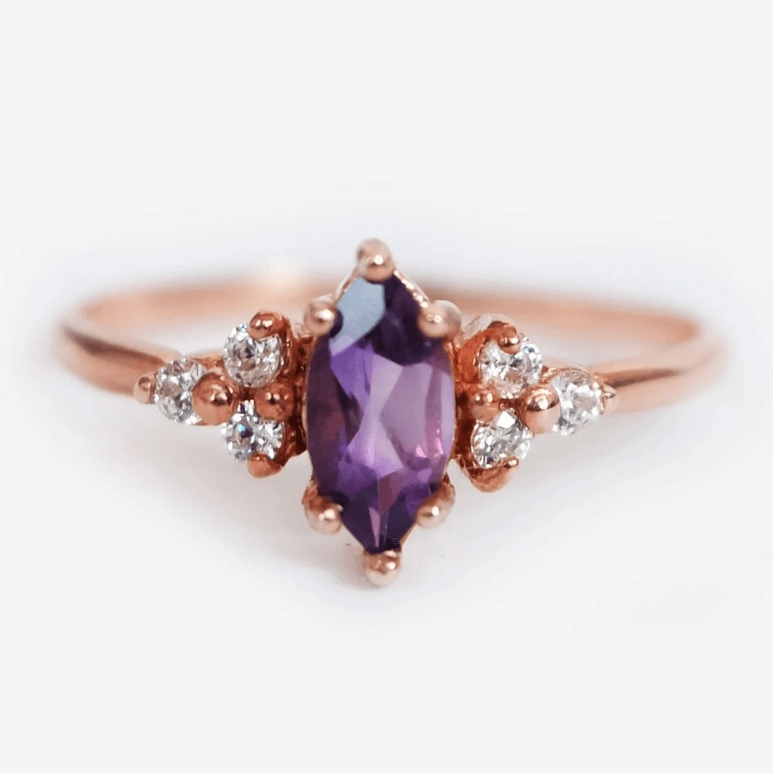 Marquise Amethyst Diamond Ring Renée - SOVATS