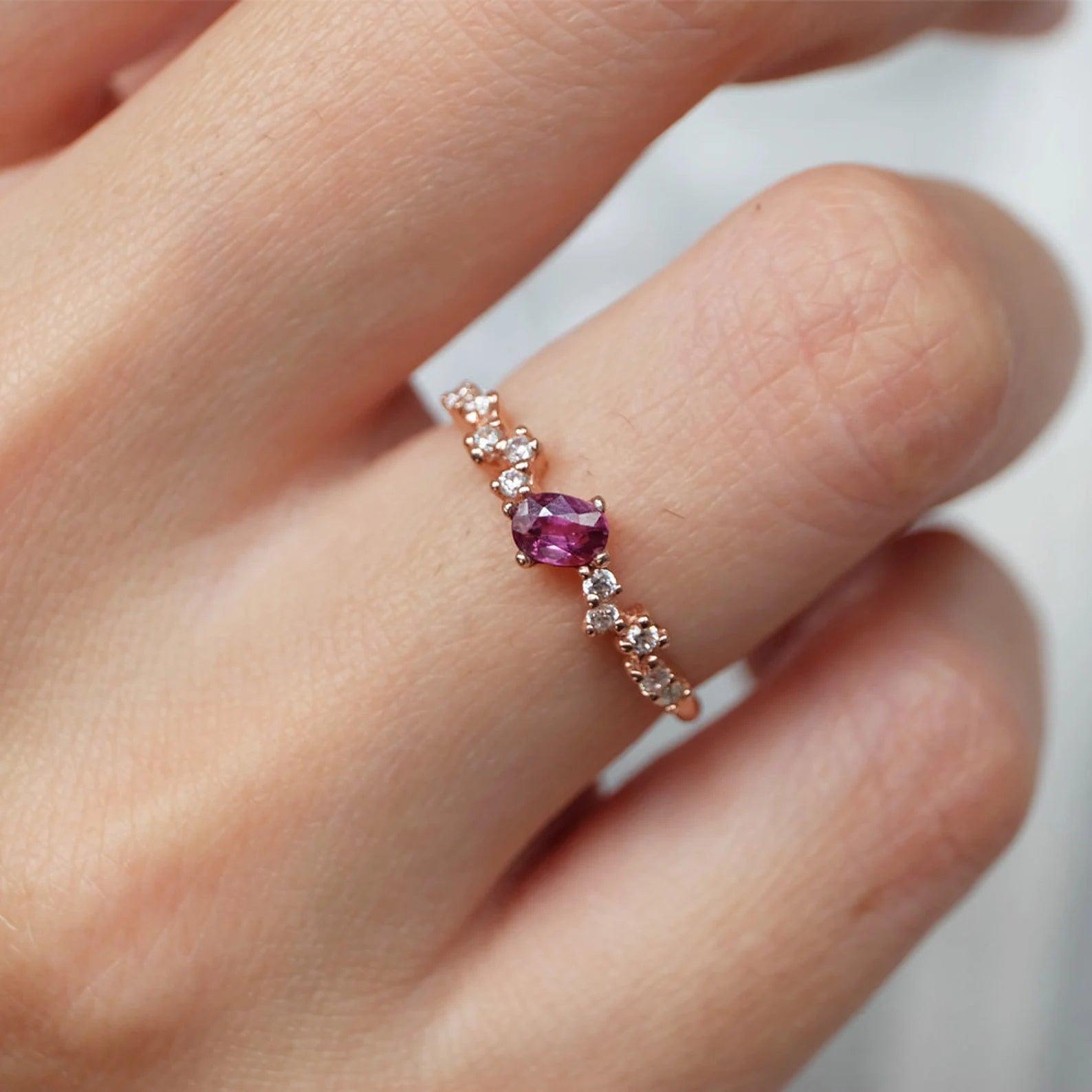 Rhodolite Diamond Ring Agnes - SOVATS