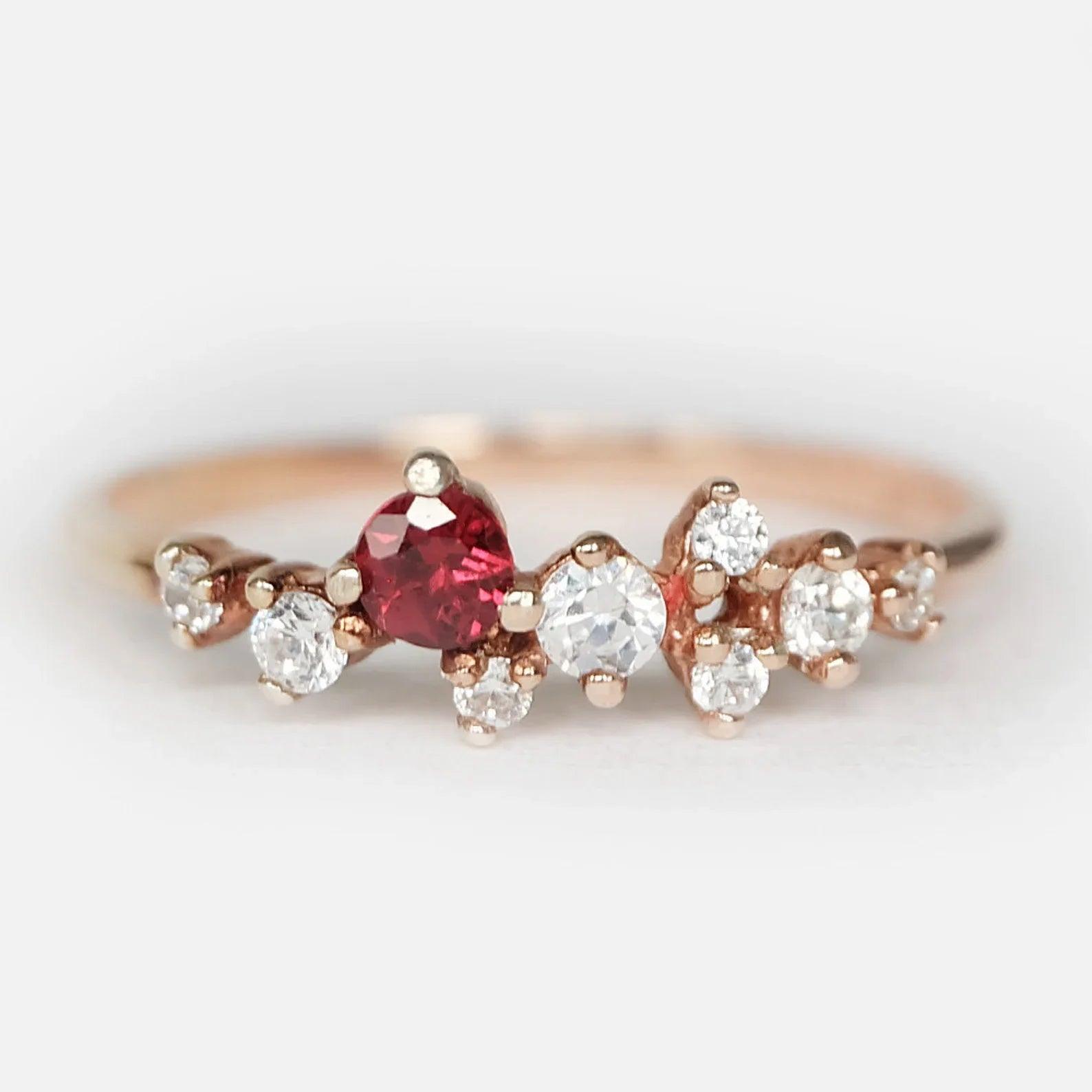 Rhodolite Diamond Ring Anya - SOVATS